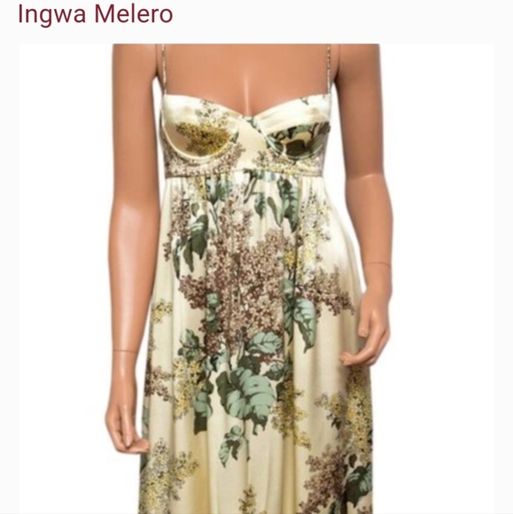 EUC VINTAGE RARE Ingwa Melero 100% corset empire waist Silk mini dress sz L - Picture 3 of 15